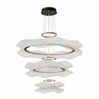 Cascading Petal-Ring LED Chandelier Volrenix – 3-Ring Cascade Detail