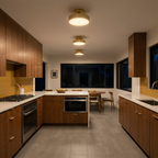Hand-Finished Copper Disc Ceiling Light Coprevo – Brushed Copper, Evening Ambiance