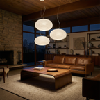 Scandinavian Ribbed Opal Pendant Light Solvik – Lifestyle View 2