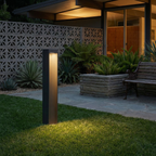Modern Aluminium Bollard Outdoor Light Ecira - Evening Garden Scene