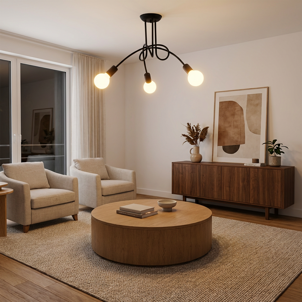 Retro Gold Wire Arm Ceiling Light Arula – Lifestyle View 2
