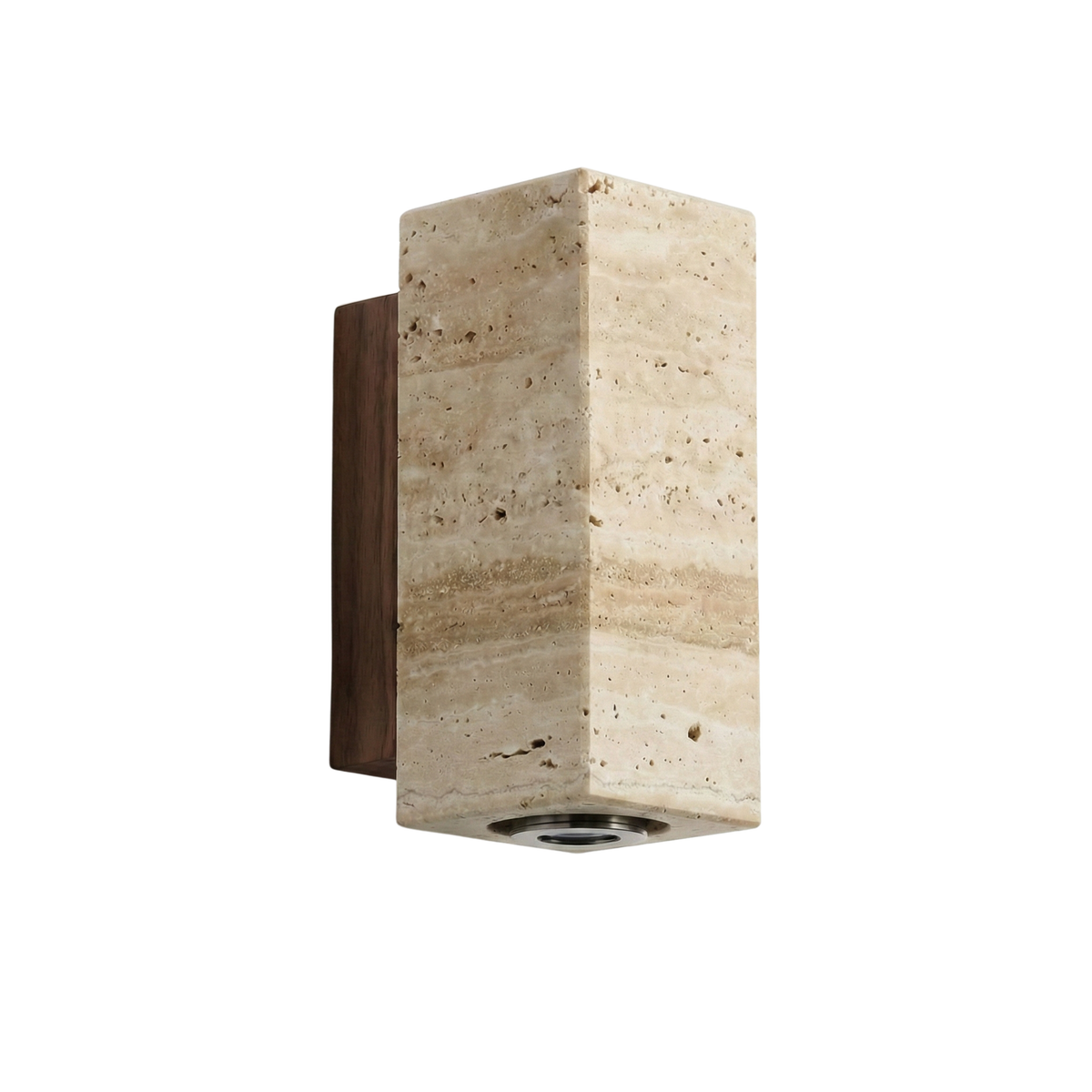 Travertine Walnut Dual-Tone Wall Sconce Aulon – Studio Detail, Square