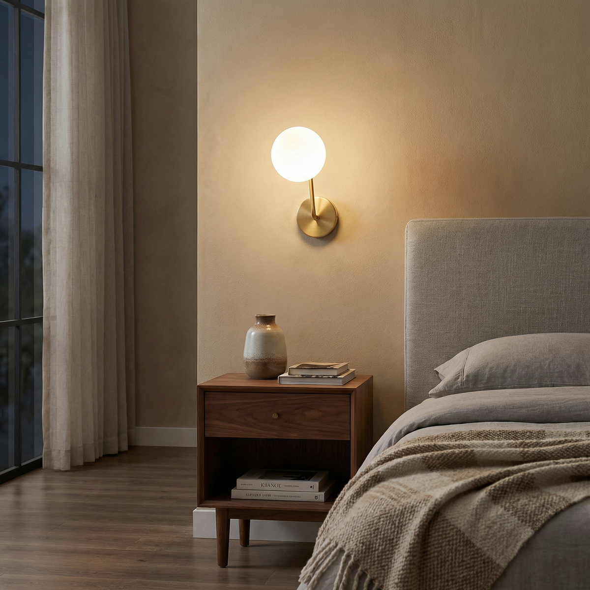 Curved Arm Globe Wall Sconce Apion