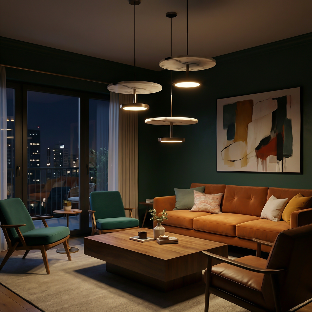 Natural Stone Warm Glow Pendant Light Falmoren – Lifestyle View 3