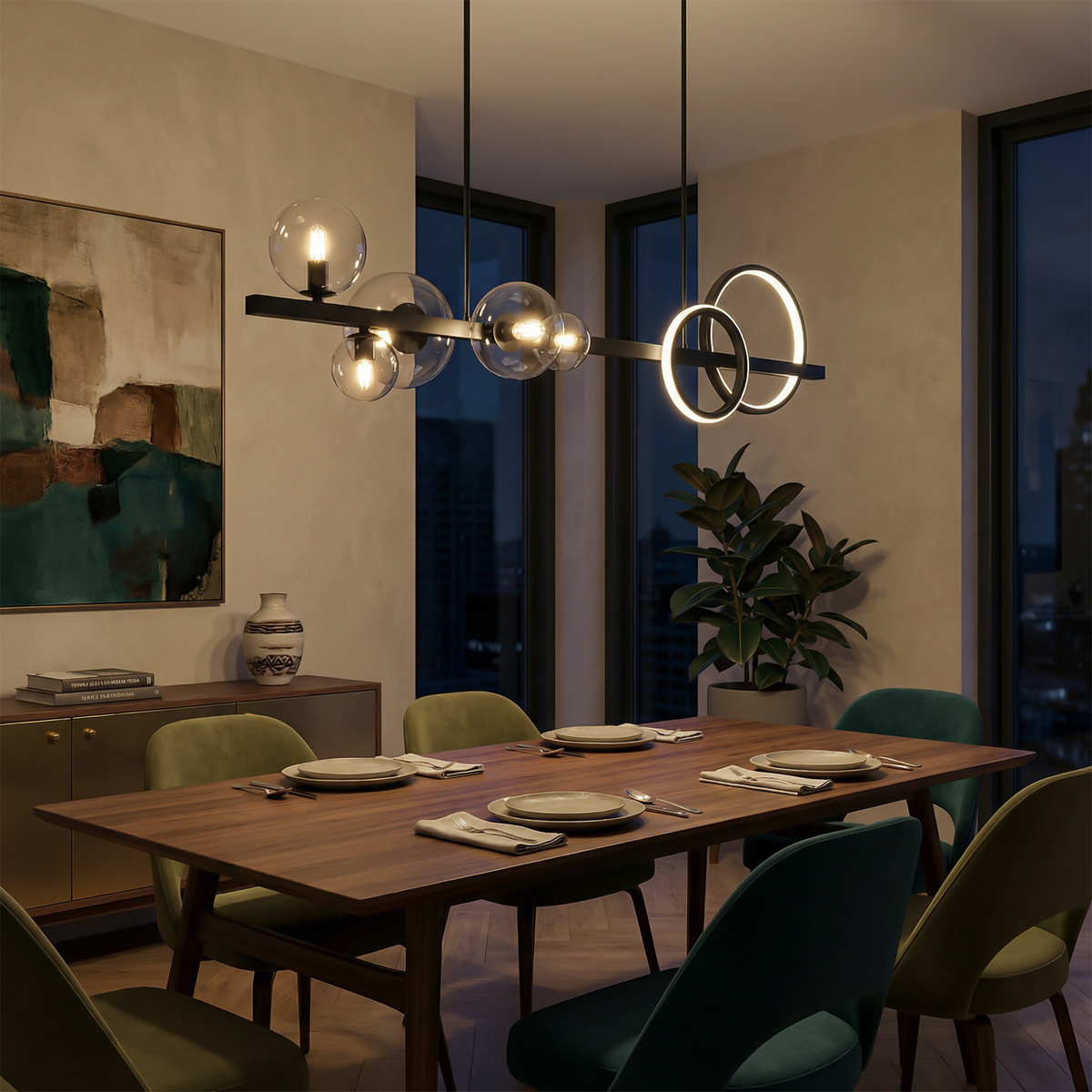 Industrial Metal Glass Pendant Light Vexmont – Lifestyle View 2