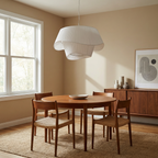 Sculptural Pleated Fabric Pendant Light – Camiran – Lifestyle View