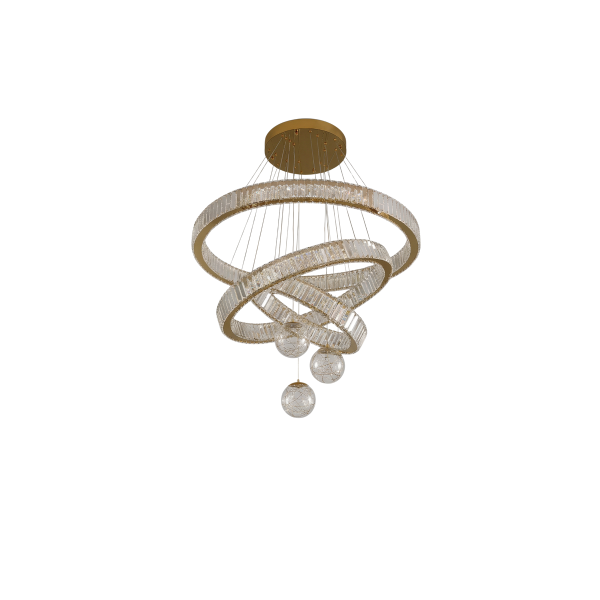 Cascading Crystal Ring Chandelier Crystallex – Living Room View