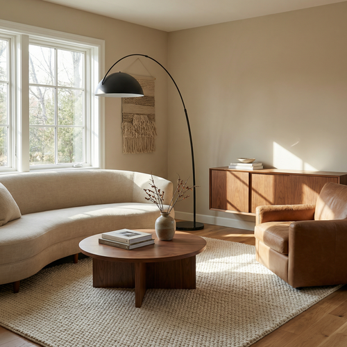 Precision Metal Arc Floor Lamp Tarvion – Lifestyle View 4