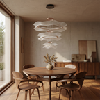 Cascading Petal-Ring LED Chandelier Volrenix – 3-Ring Cascade over Dining Table