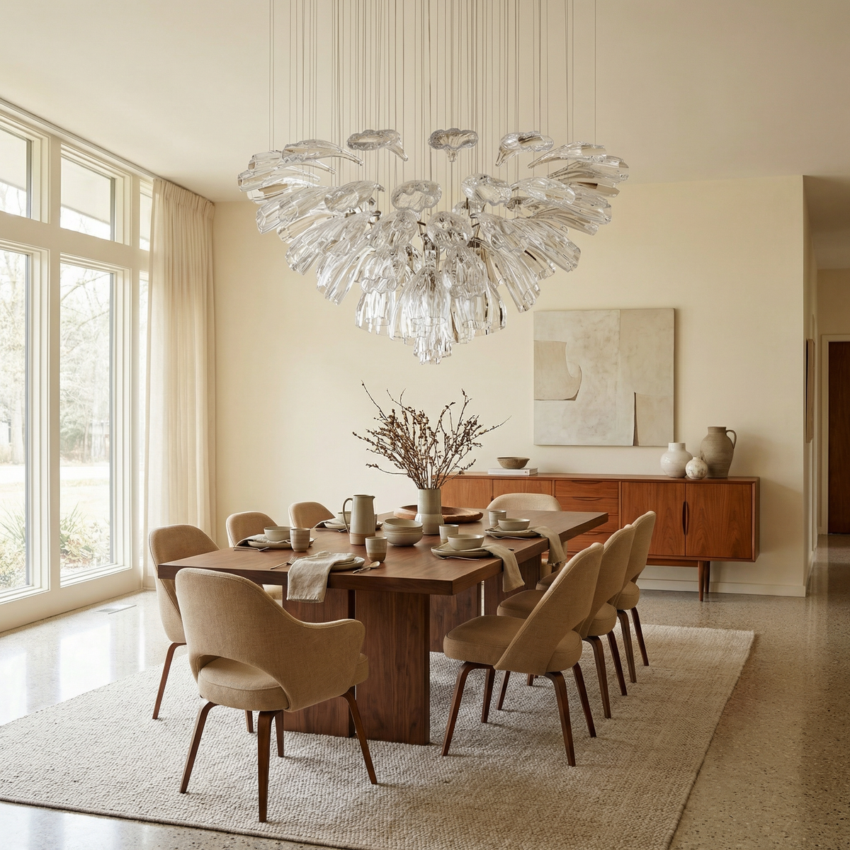 Hand-Cut Crystal Chandelier Calvorn – Dining Room Lifestyle