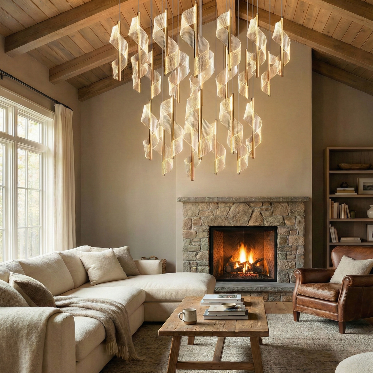 Spiral Arm Statement Chandelier Lalmon – Lifestyle View 3
