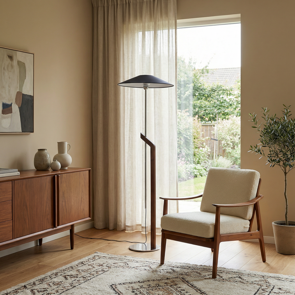 Solid Wood Arc Floor Lamp Florion – Hero Shot
