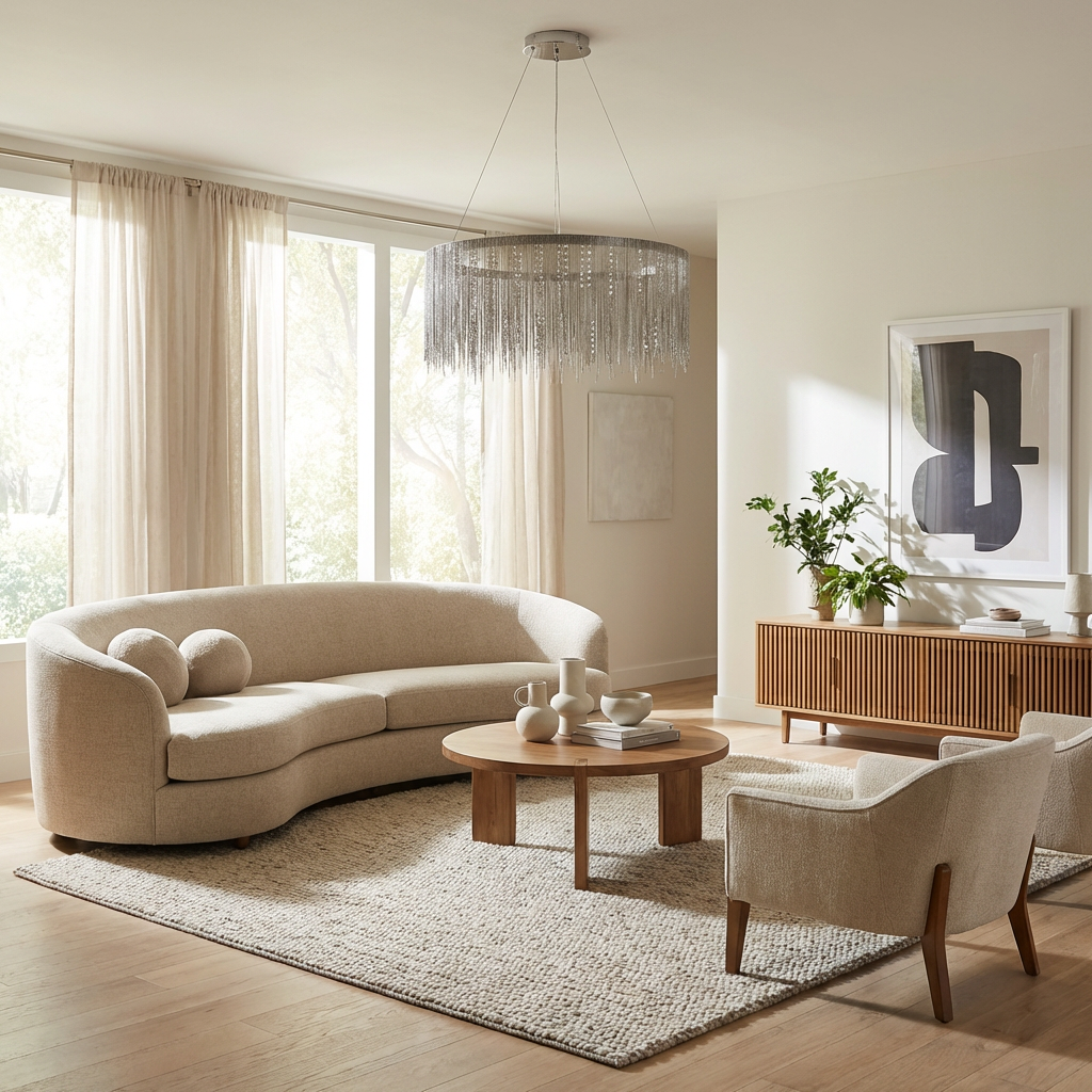 Metal Chain Tassel Chandelier Celsira – Living Room Ambient