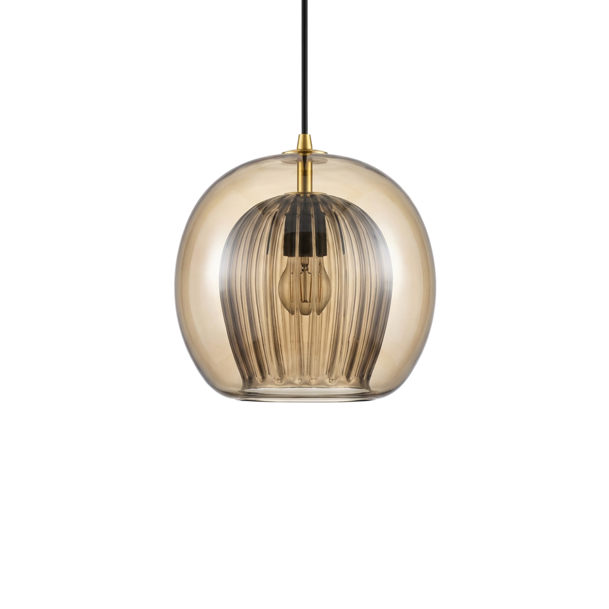 Fluted Glass Globe Pendant Light Celvorn – Product Detail 7