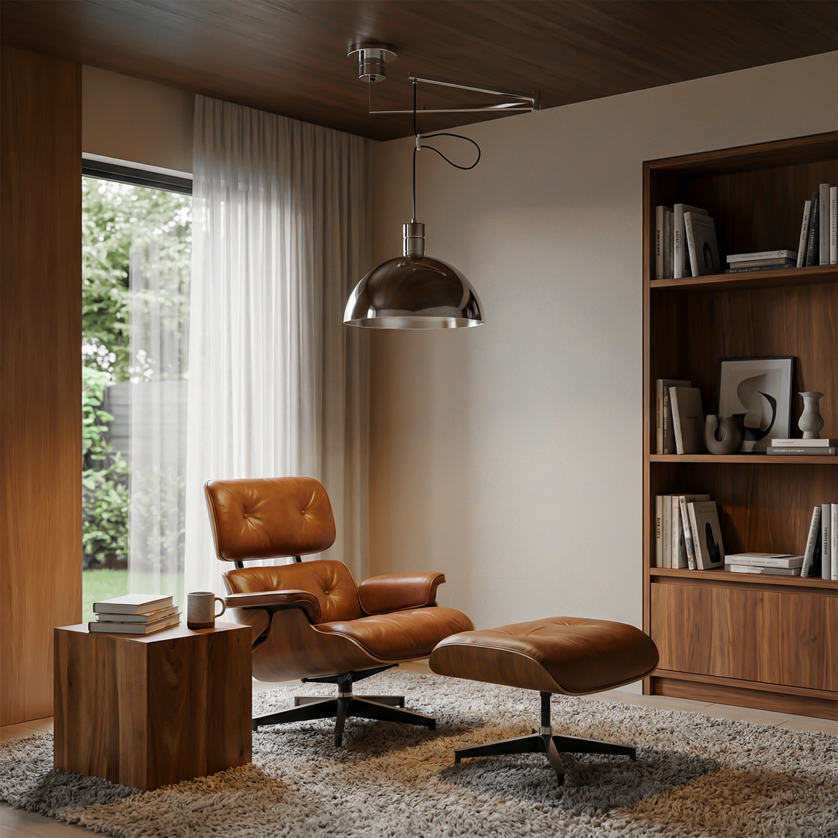Contemporary Chrome Glass Pendant Light Selvantis – Lifestyle View 4