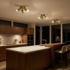 Brushed Gold Pivoting Spotlight Ceiling Light Dirvex – multiple units over a kitchen island