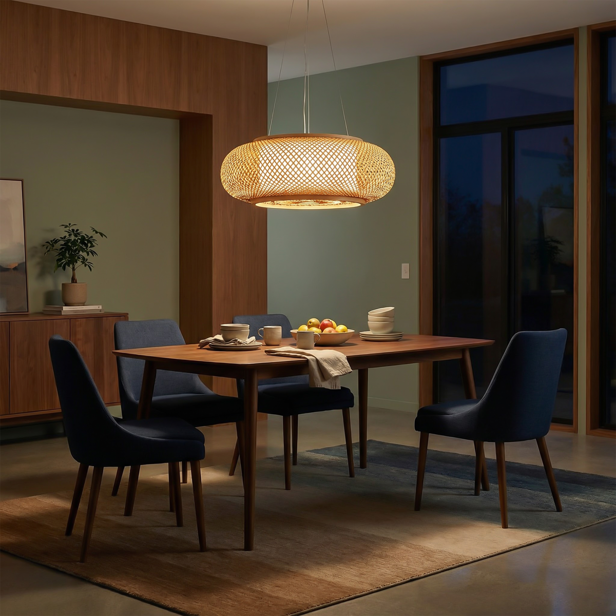 Natural Bamboo Drum Pendant Light Zenkai