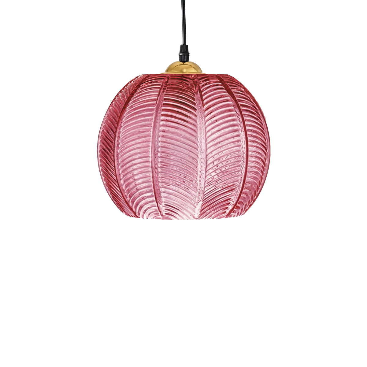 Ribbed Glass Botanical Pendant Light Banlux – Pink