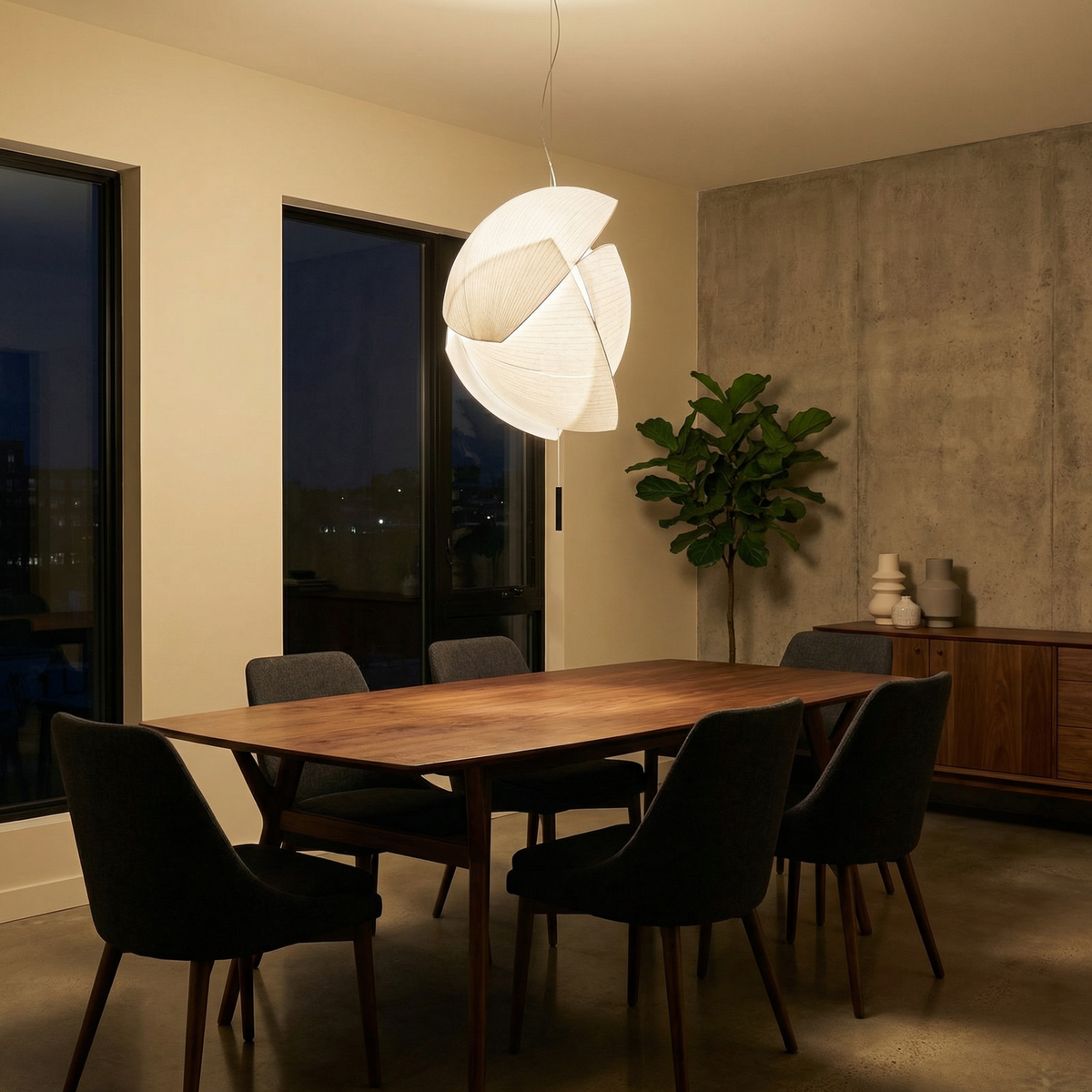 Sculptural Curled-Fabric Pendant Light Havrix