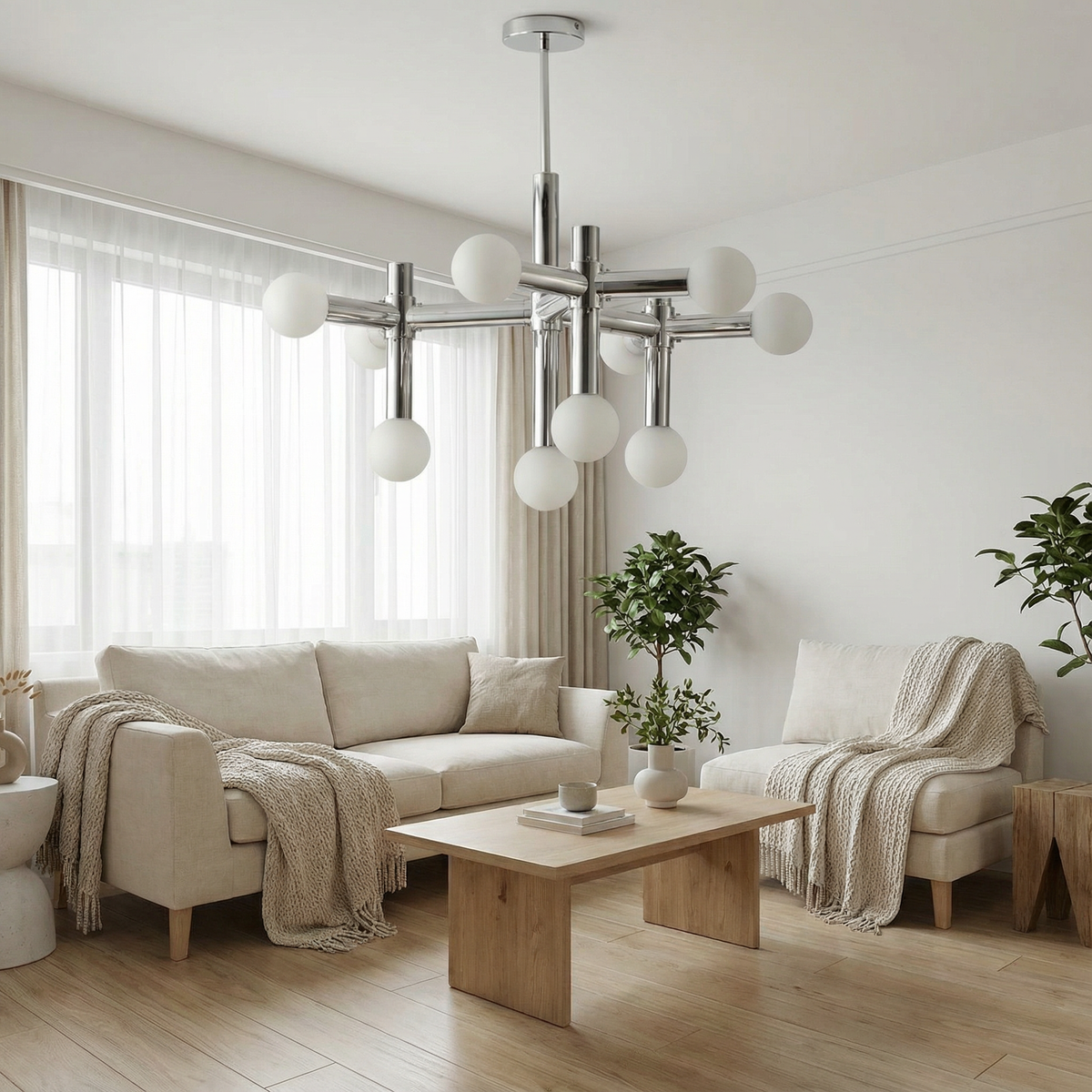 Mouth-Blown Glass Cluster Chandelier Forox – Lifestyle View 3