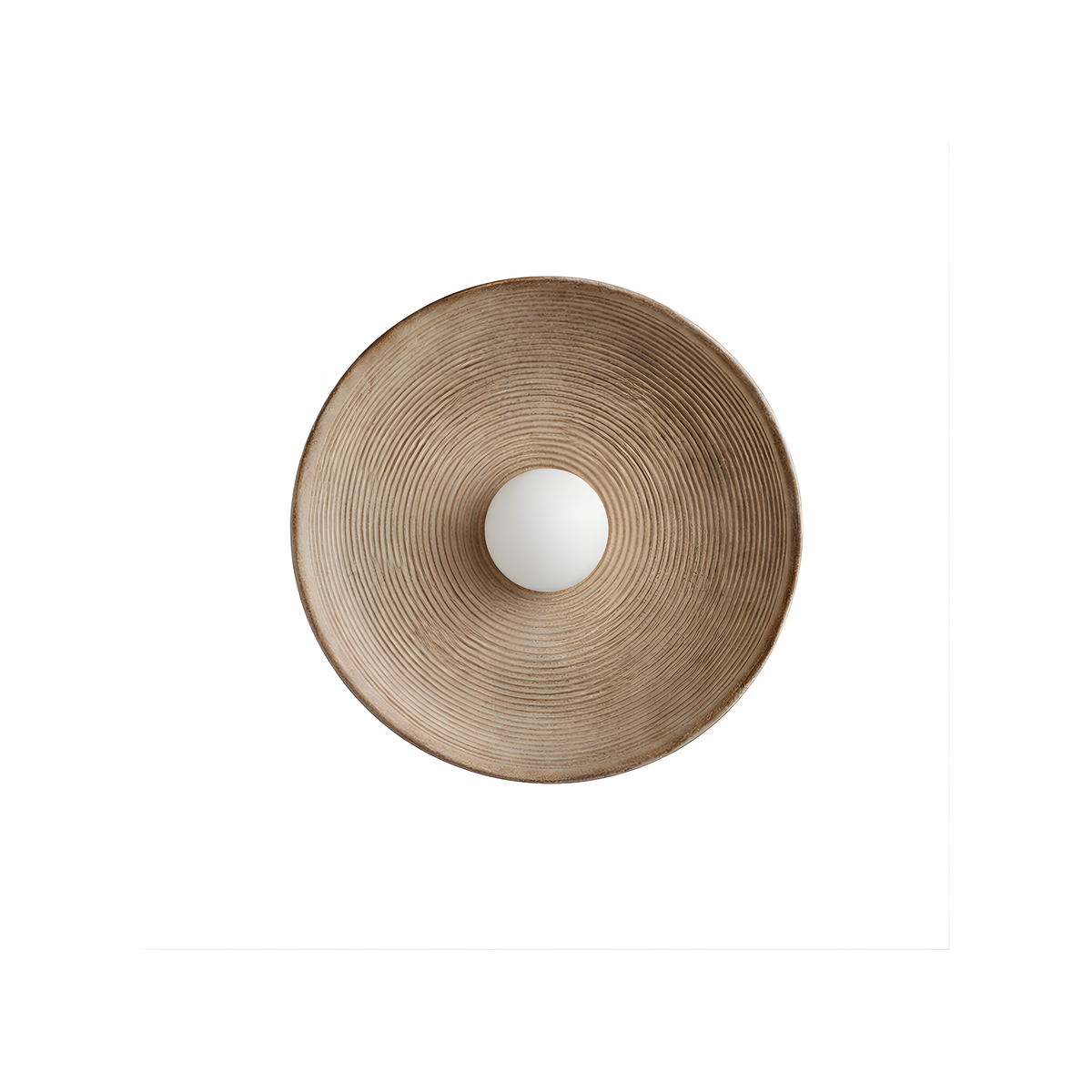 Sculptural Ribbed Resin Wall Sconce Ondura – Wood Finish