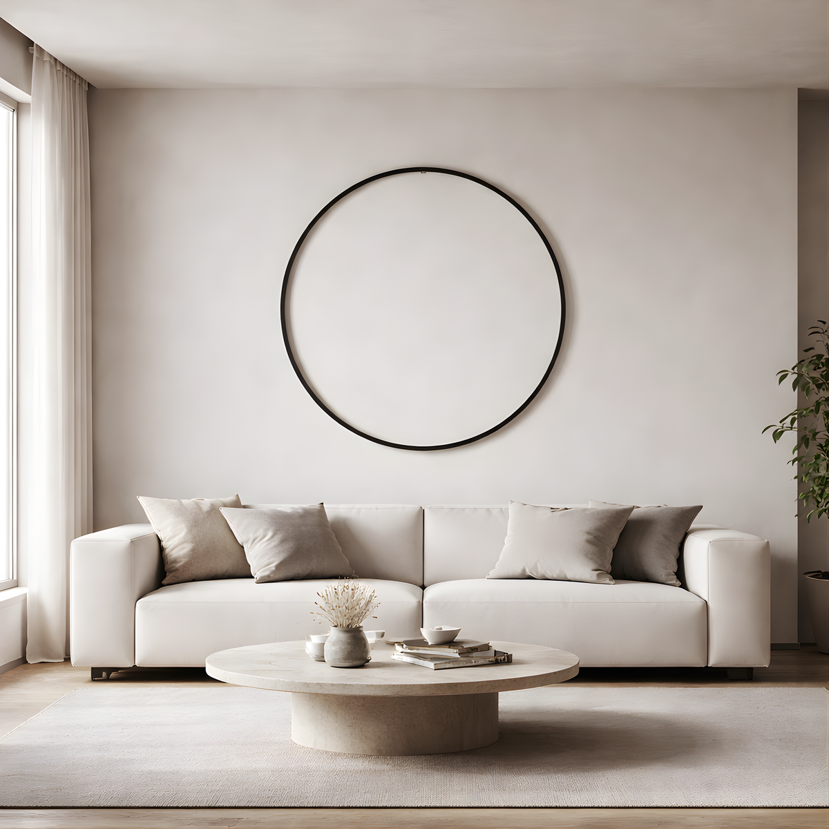 Minimalist Circular LED Wall Sconce Adelvox – Open Ring Black Hero
