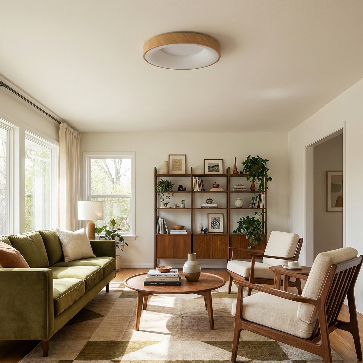 Round Metal Flush Ceiling Light Kenox – Lifestyle View 4