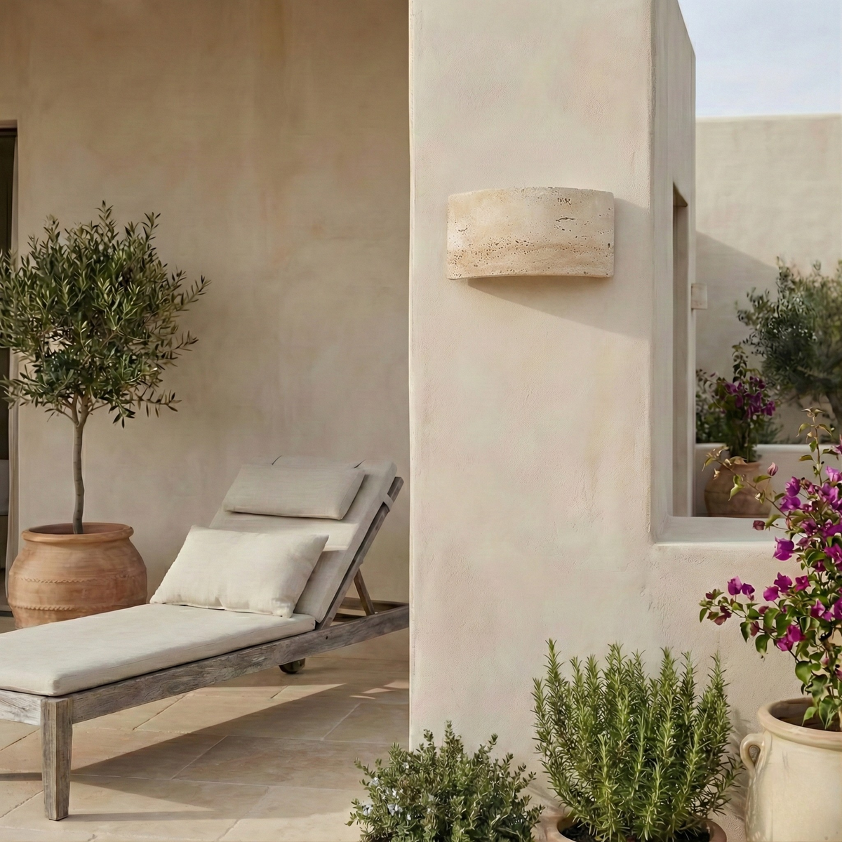 Wabi-Sabi Travertine Stone Wall Sconce – Emondra