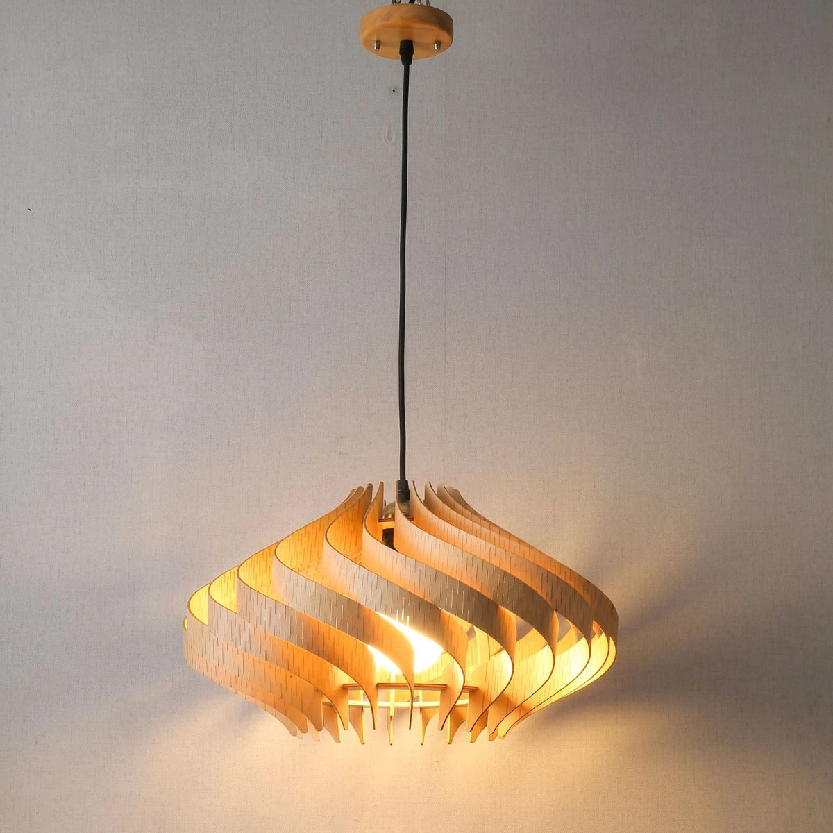 Layered Wood Veneer Pendant Light – Yolux – Lifestyle View 4