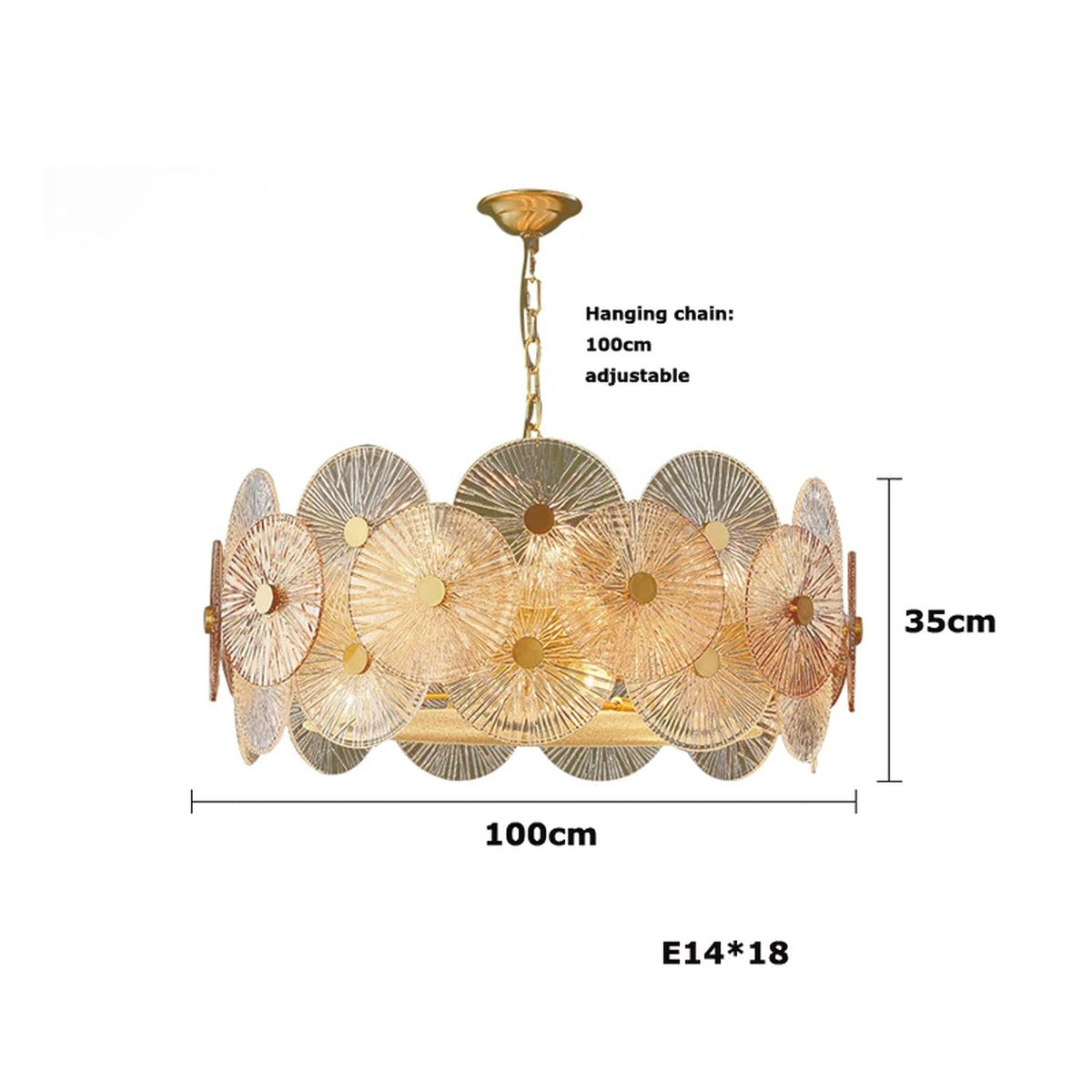 Iralux round drum chandelier, 100cm diameter