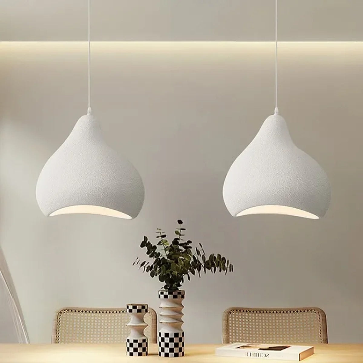Organic Teardrop Plaster Pendant Light – Zarlix – Lifestyle View 3