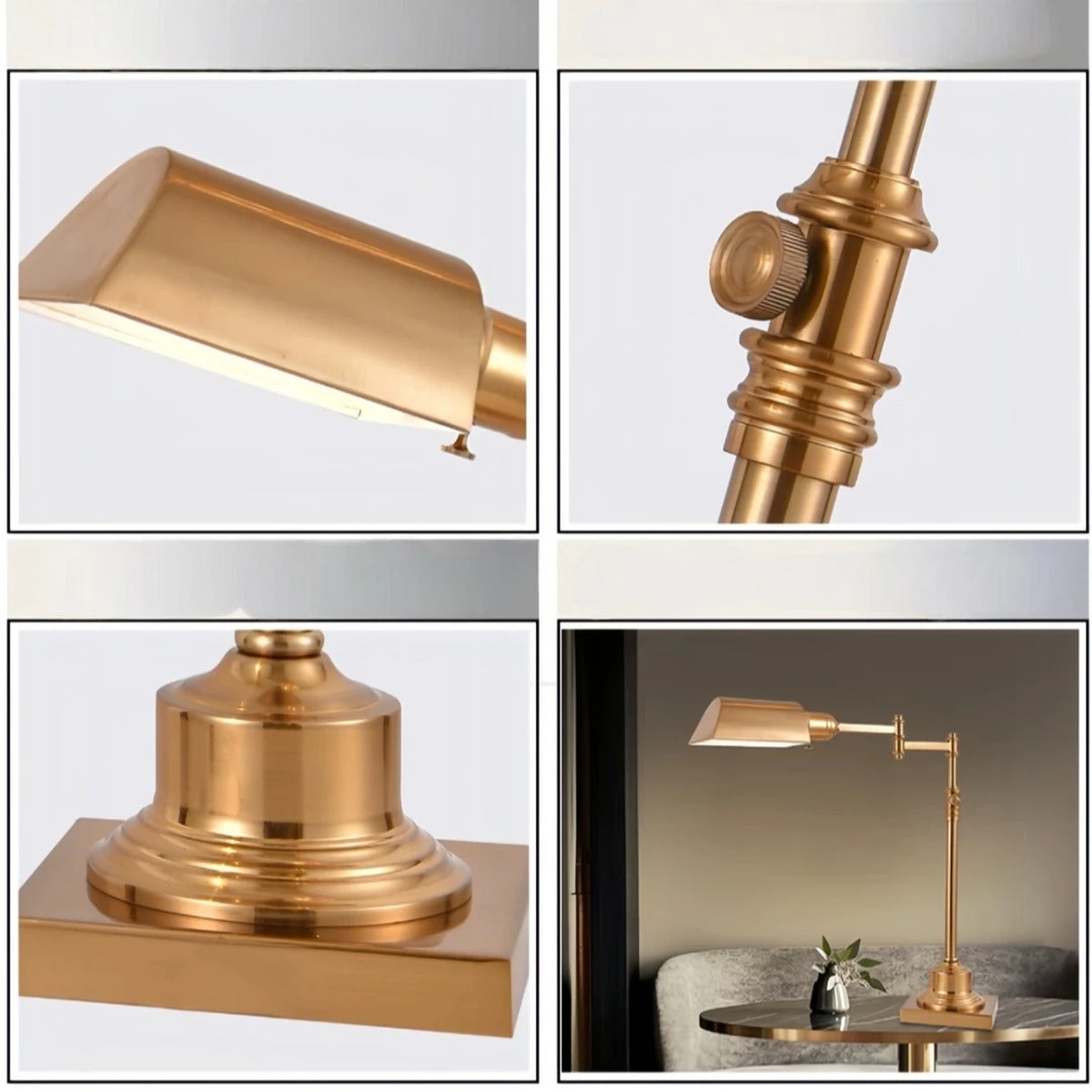 Talvern — Dome Shade construction details: shade edge, adjustment knob, weighted base