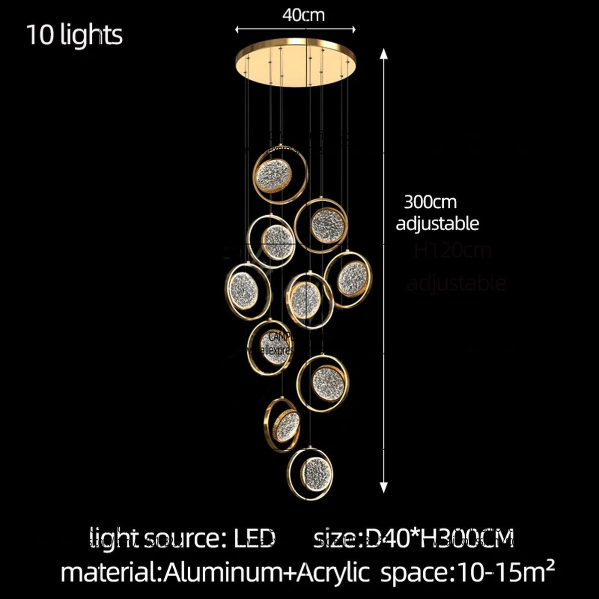 Gold Ring Faceted Disc Chandelier – Orbano – Product Detail 11
