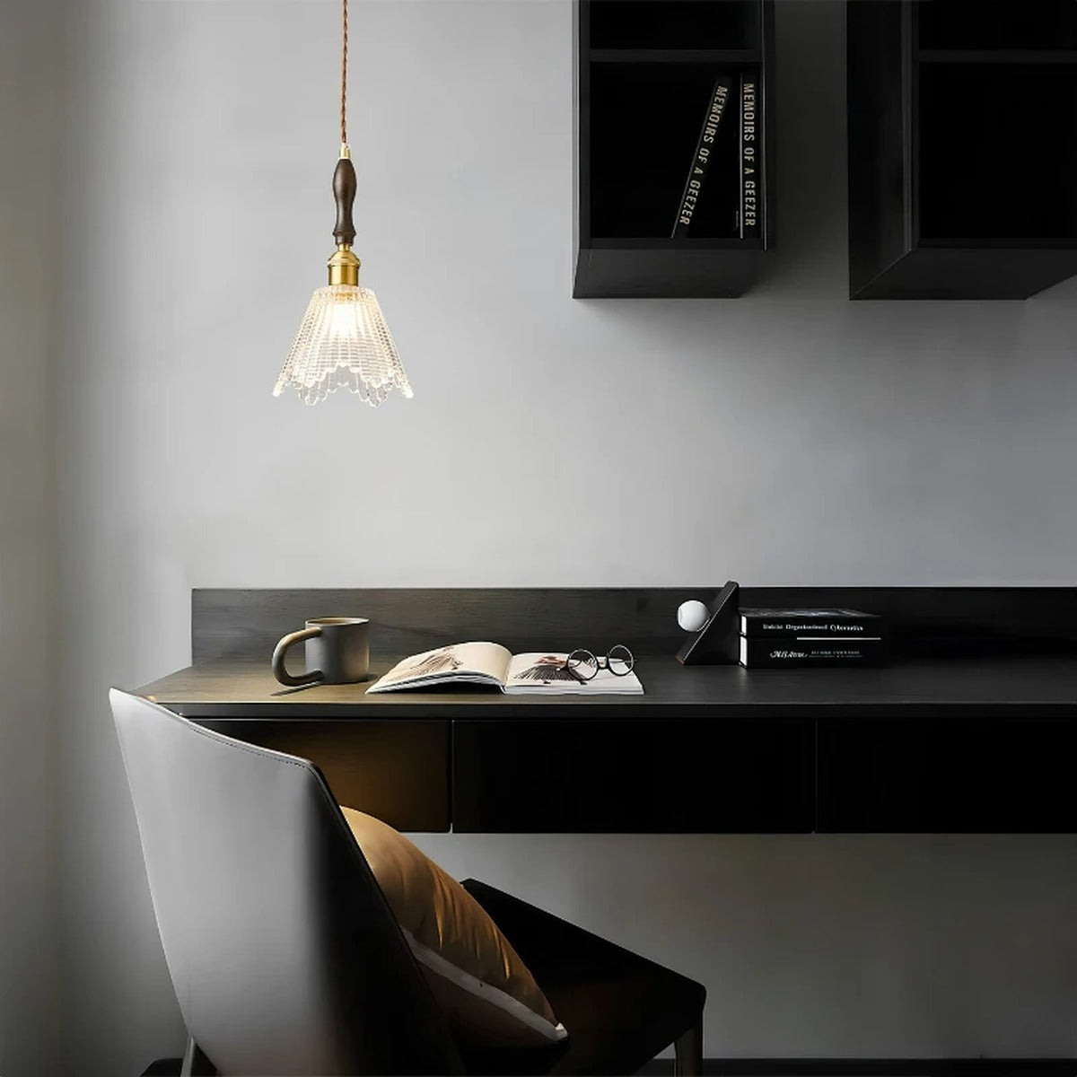 Ruffled Crackle Glass Pendant Light – Helvora – Lifestyle View 3