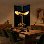 Black Iron Gold Leaf Crescent Pendant Mantaro – Lifestyle View 4