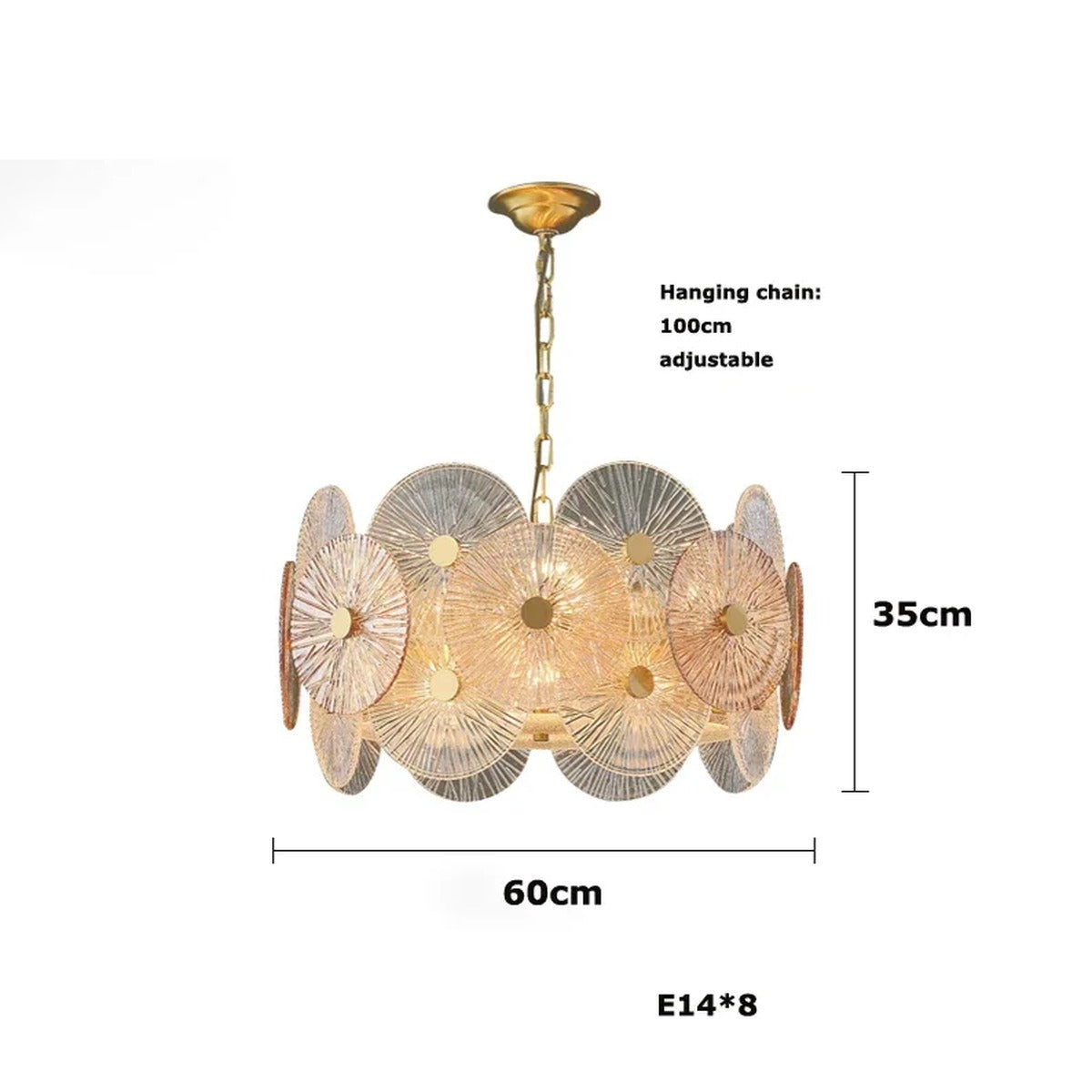 Iralux round drum chandelier, 60cm diameter