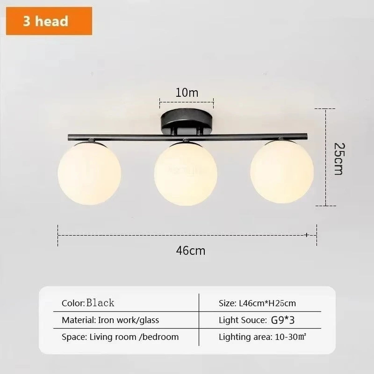 Serenox 3-light ceiling fixture, matte black finish