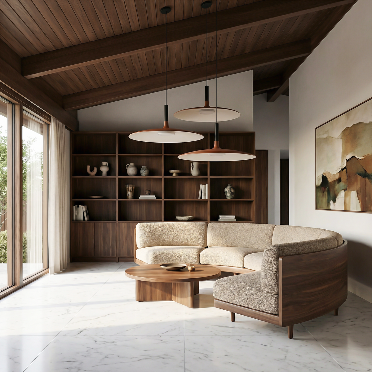 Matte Metal Disc Pendant Light Solanto – Lifestyle View 4