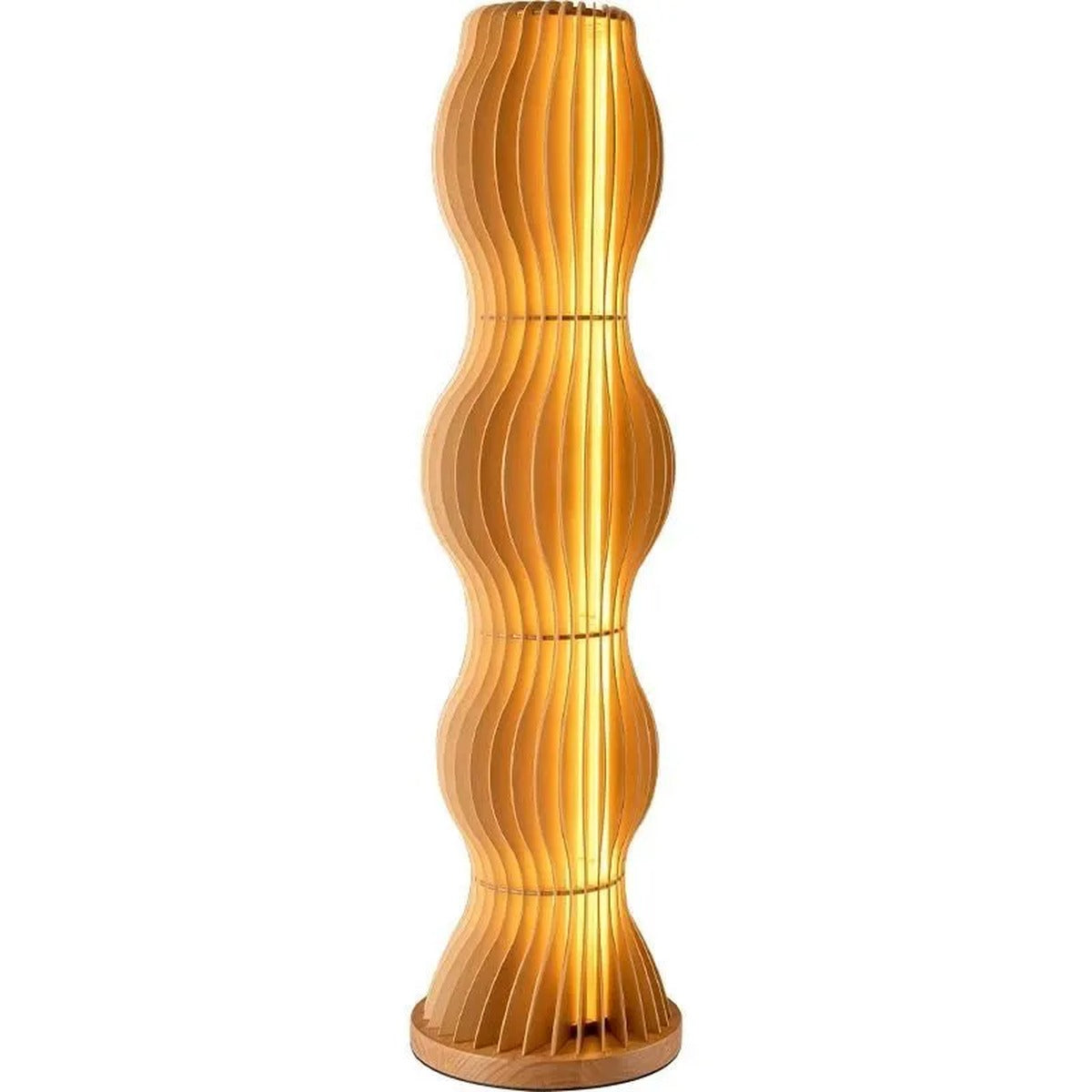 Wood Slat Organic Wave Floor Lamp – Luxareth – Studio Shot