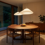 Sculptural Ribbed Wave Pendant Light Amberon – Lifestyle Dining Room View