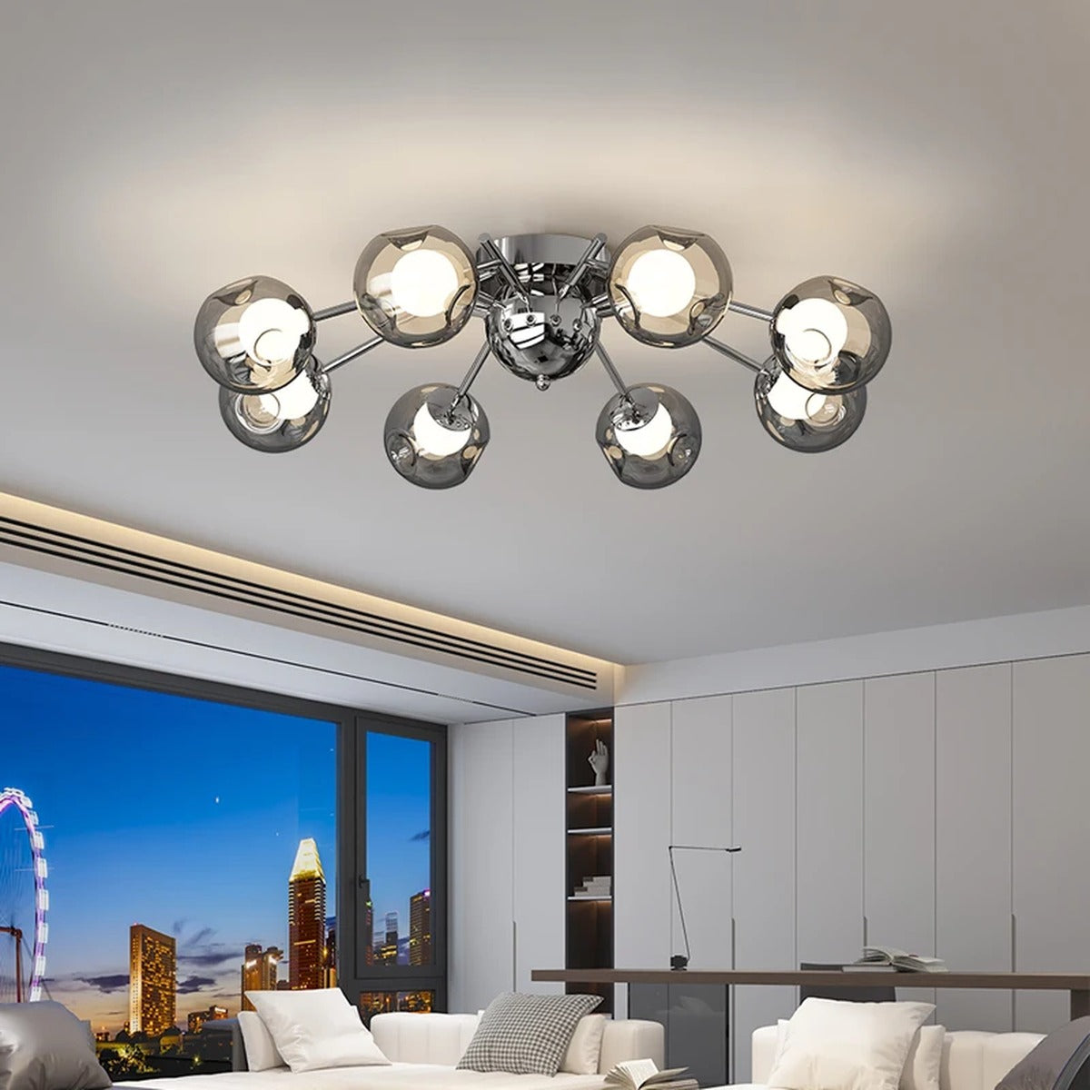 Chrome Sputnik Smoked Glass Ceiling Light – Havenix – Hero Shot