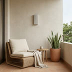 Antevo aluminum LED wall sconce mounted on a balcony facade