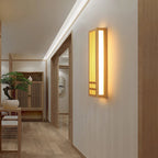 Serenox wood slat wall sconce - hallway lifestyle view