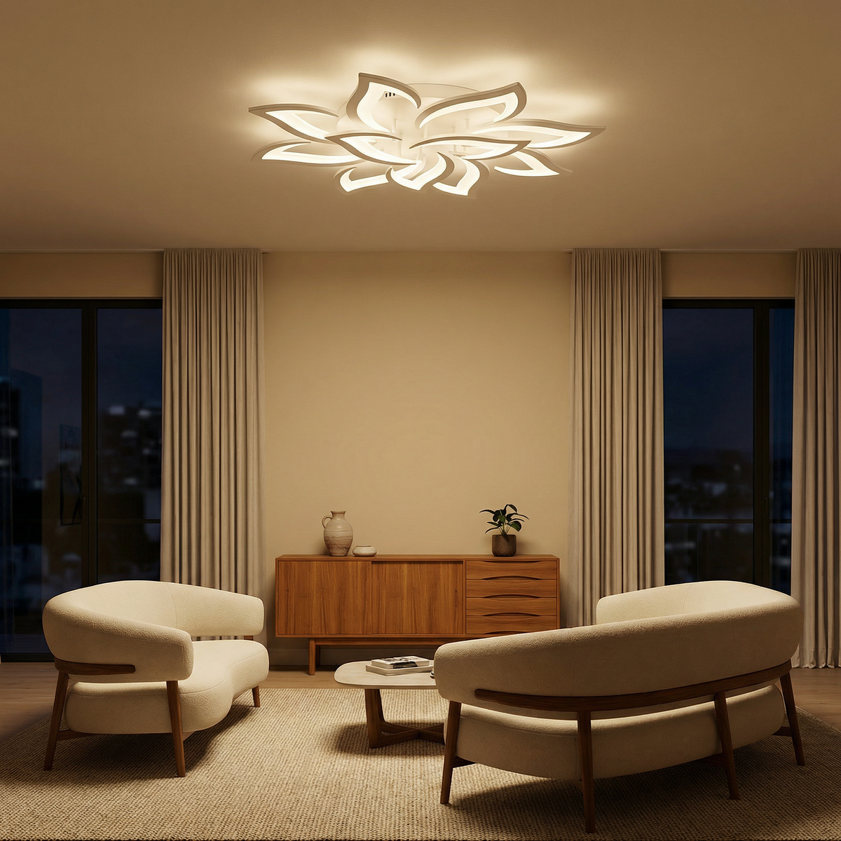Sculptural Acrylic Petal Ceiling Light Kornox – Lifestyle View 2