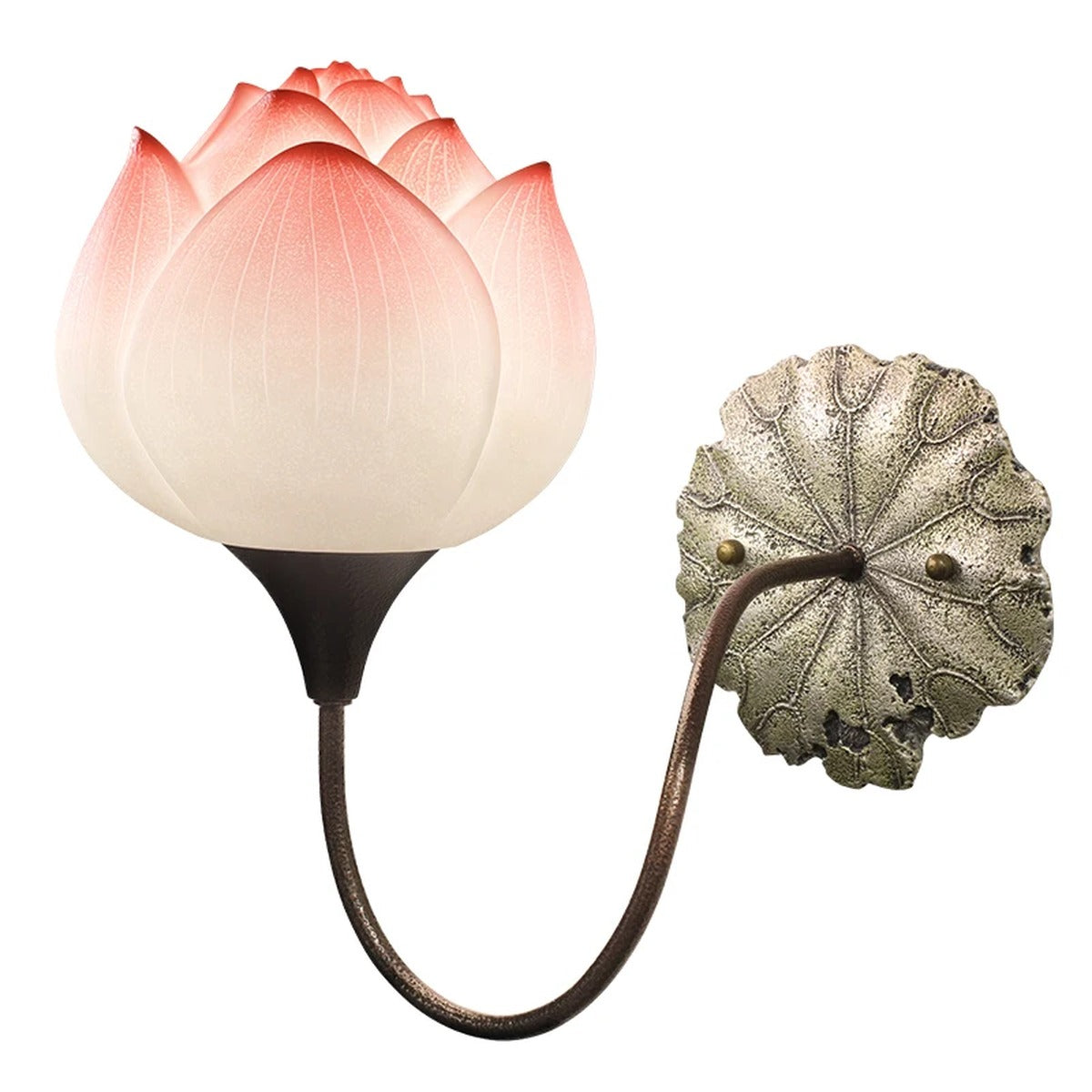 Luxanthe lotus flower resin wall sconce, petal detail close-up