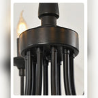 Candelabra Black Wood & Iron Twisted-Stem Chandelier – Vexon – Ceiling Canopy Detail
