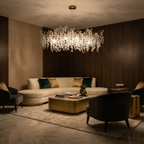 Modern Crystal Branch Chandelier Wistara – Oval Lifestyle View