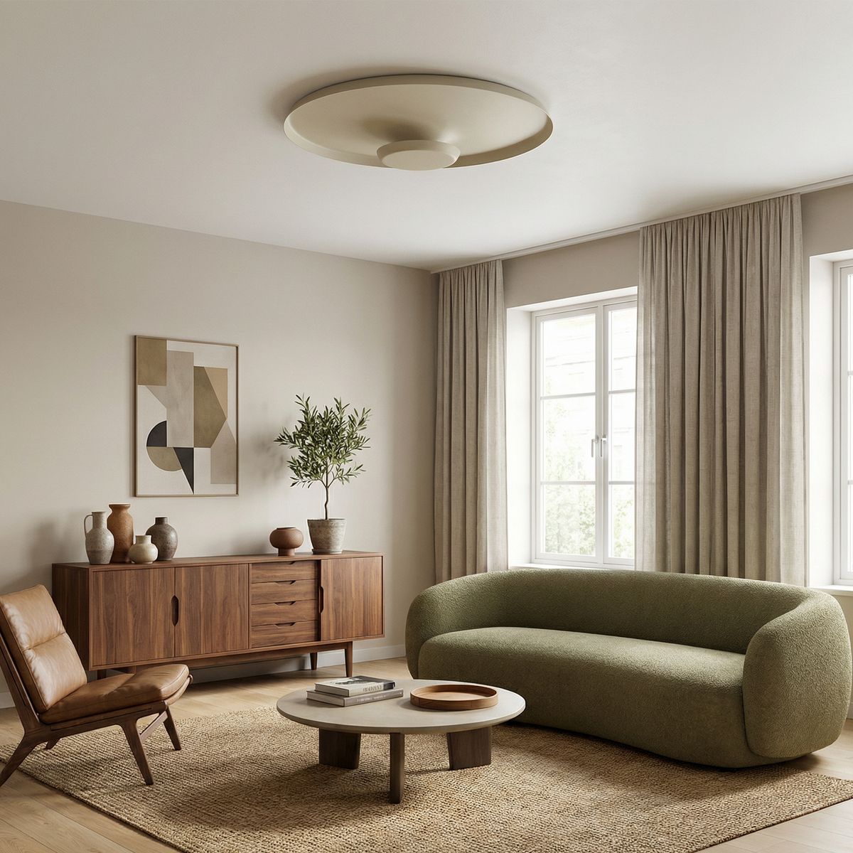 Minimalist Metal Disc Ceiling Light Girox – Hero Shot