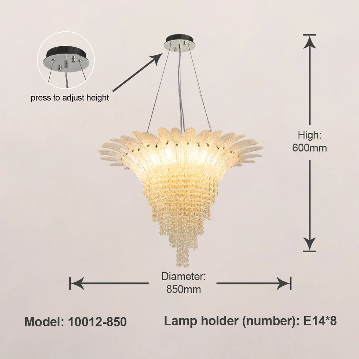 Crystal Feather Crown Cascade Chandelier – Karven – Product Detail 9