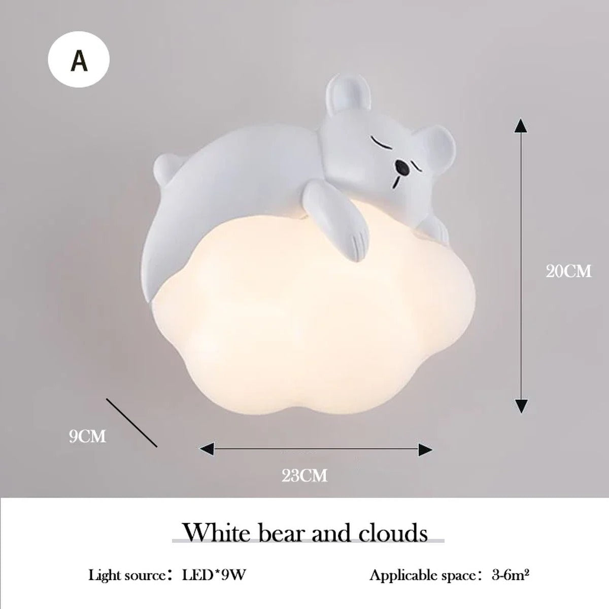 Softholm - Bear on Mini Cloud design, dimensions 23x20x9cm
